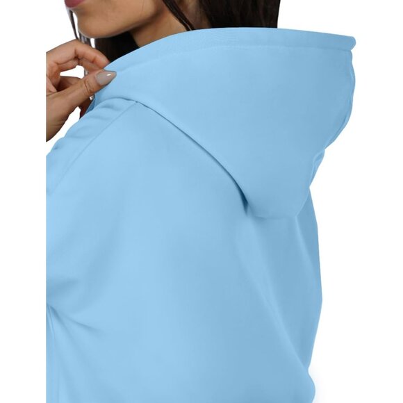 🆕 Women Blue Pullover Sweatshirts Long Sleeve Fall Winter Coat Fleece Hoodies - Picture 5 of 6